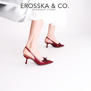 Erosska - Giày cao gót nữ mũi nhọn đính nơ kiểu dáng sang trọng thời trang màu đen cao 7cm - EH058