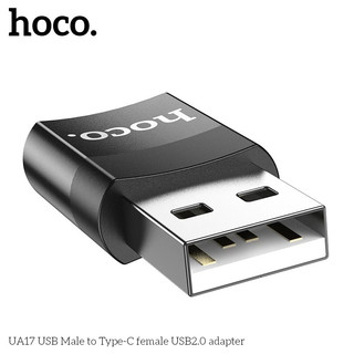 Đầu chuyển đổi TypeC to USB 2.0 Hoco UA17 (Đen - hộp Cam)