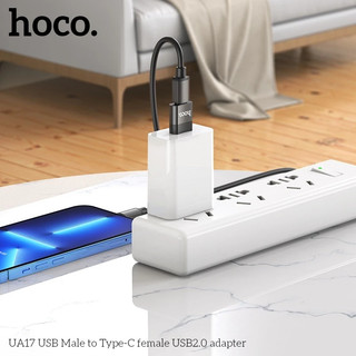 Đầu chuyển đổi TypeC to USB 2.0 Hoco UA17 (Đen - hộp Cam)
