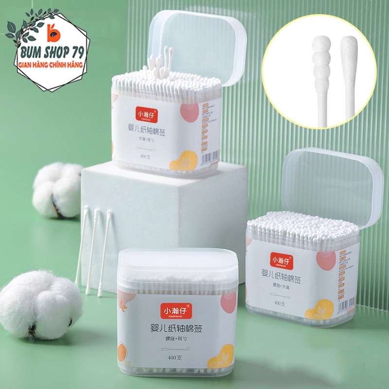 Hộp 400 Tăm Bông Lấy Ráy Tai Nhỏ Gọn Thiết Kế 2 Đầu Mềm Mại, Bông Ngoáy ...