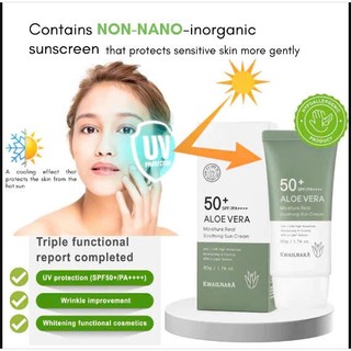 Kem chống nắng Lô hôi Hàn Quốc dịu da, kiềm dầu Kwailnara Aloe Vera Sun Cream SPF50+  50g