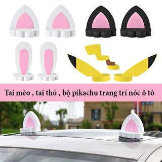 Tai Thỏ, Mèo, Pikachu Trang Trí Nóc Xe Hơi Đáng Yêu - Phù Hợp Với Mọi Loại Xe