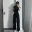Áo Thun Babytee Nữ Cổ Tròn Phối Viền In Chữ TUANLECLOTHING Màu Đen Phong Cách Đơn Giản Đường Phố