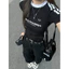 Áo Thun Babytee Nữ Cổ Tròn Phối Viền In Chữ TUANLECLOTHING Màu Đen Phong Cách Đơn Giản Đường Phố