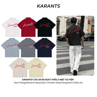 Áo Sơ Mi Boxy Karants Thêu 2 Mặt Túi Hộp Local Brand Streetwear Hot Trend - KR183