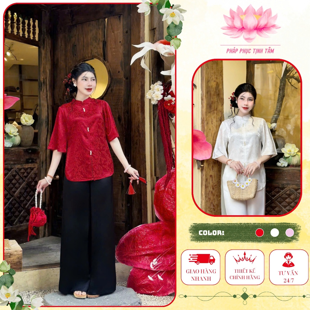 Đồ Lam Đi Chùa Cổ Tàu Lụa Đơn Mềm Mại Thanh Lịch Phù Hợp Đi Lễ Chùa 4 Size S,M,L,XL