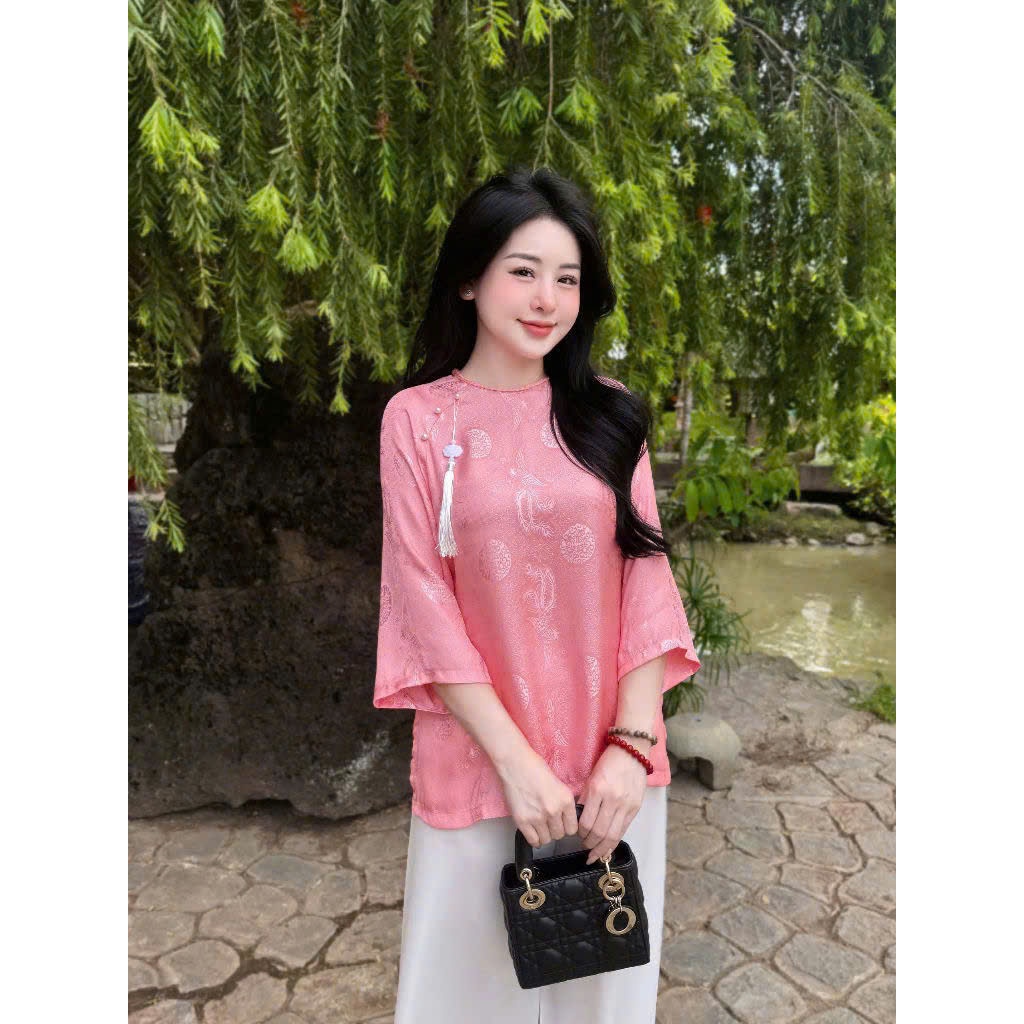 Đồ Lam Đi Lễ Chùa  Tịnh Tâm Lụa Gấm Phượng Đằng Mềm Mại Sang Trọng Thanh Lịch Mới Nhất 4 Size S,M,L,XL