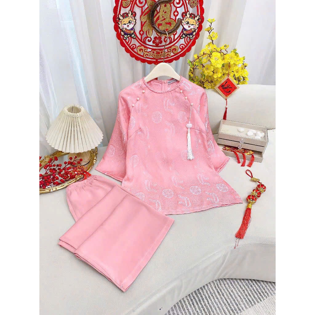 Đồ Lam Đi Lễ Chùa  Tịnh Tâm Lụa Gấm Phượng Đằng Mềm Mại Sang Trọng Thanh Lịch Mới Nhất 4 Size S,M,L,XL