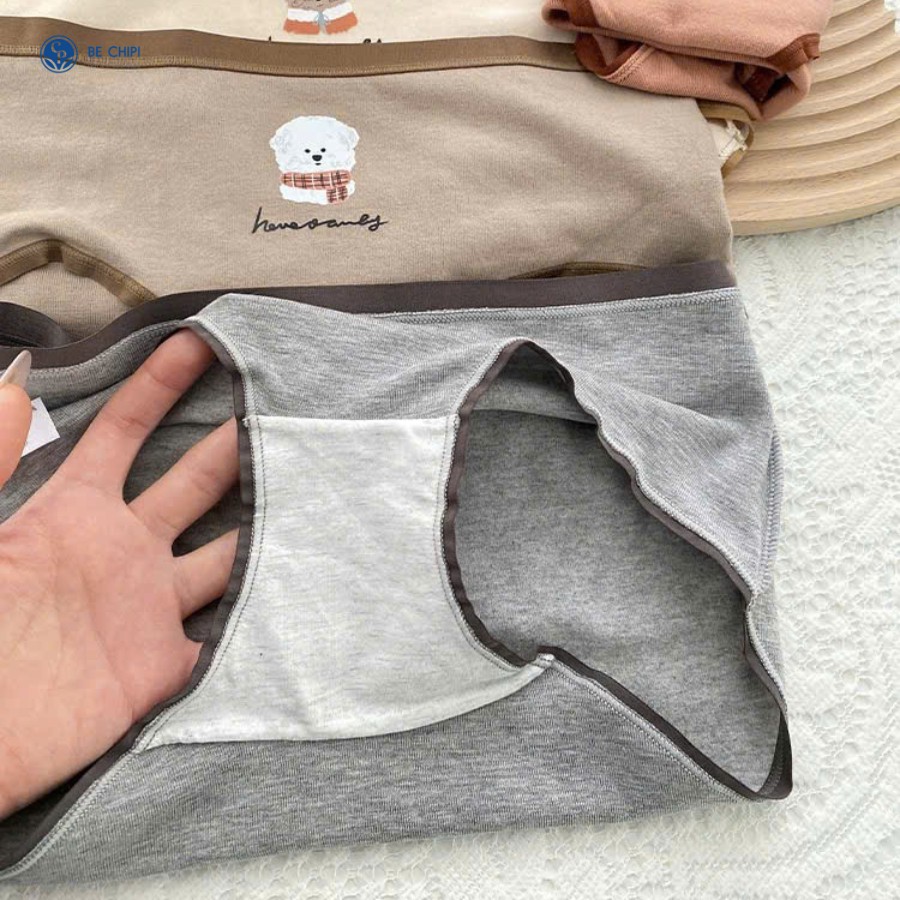 Ảnh Combo 5 Quần Lót Nữ Cotton Gấu Giữa Trẻ Trung Freesize (45-55kg) QL9019 By Bechipi 2