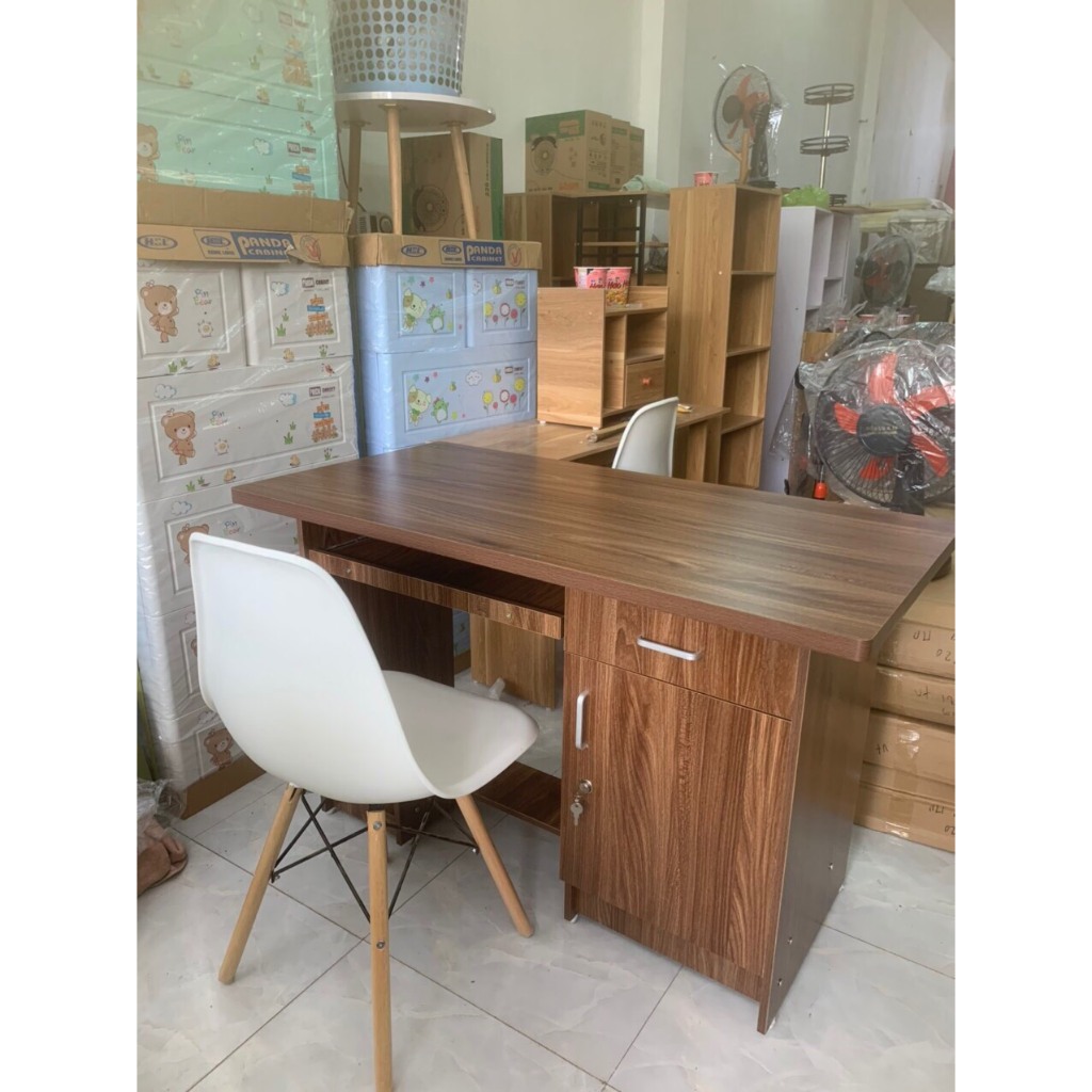Bàn máy tính, Bàn Làm Việc Gỗ 120x60cm có ngăn tủ có khóa gỗ mdf dày 15 li gỗ chắc chắn (ko kèm ghế)