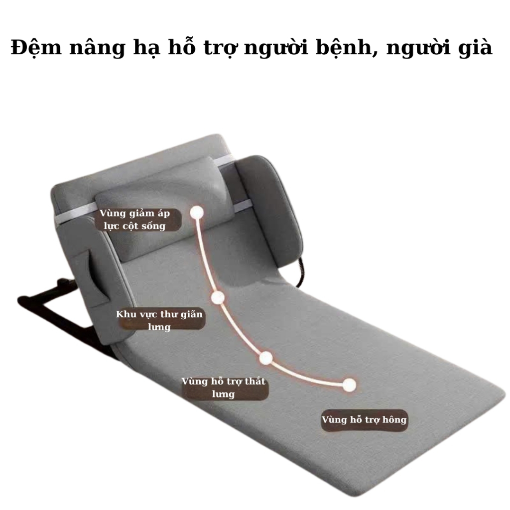 Đệm nâng hạ tựa lưng nâng đỡ cho người già , người bệnh . Thiết bị hỗ trợ nâng điện chăm sóc tại nhà