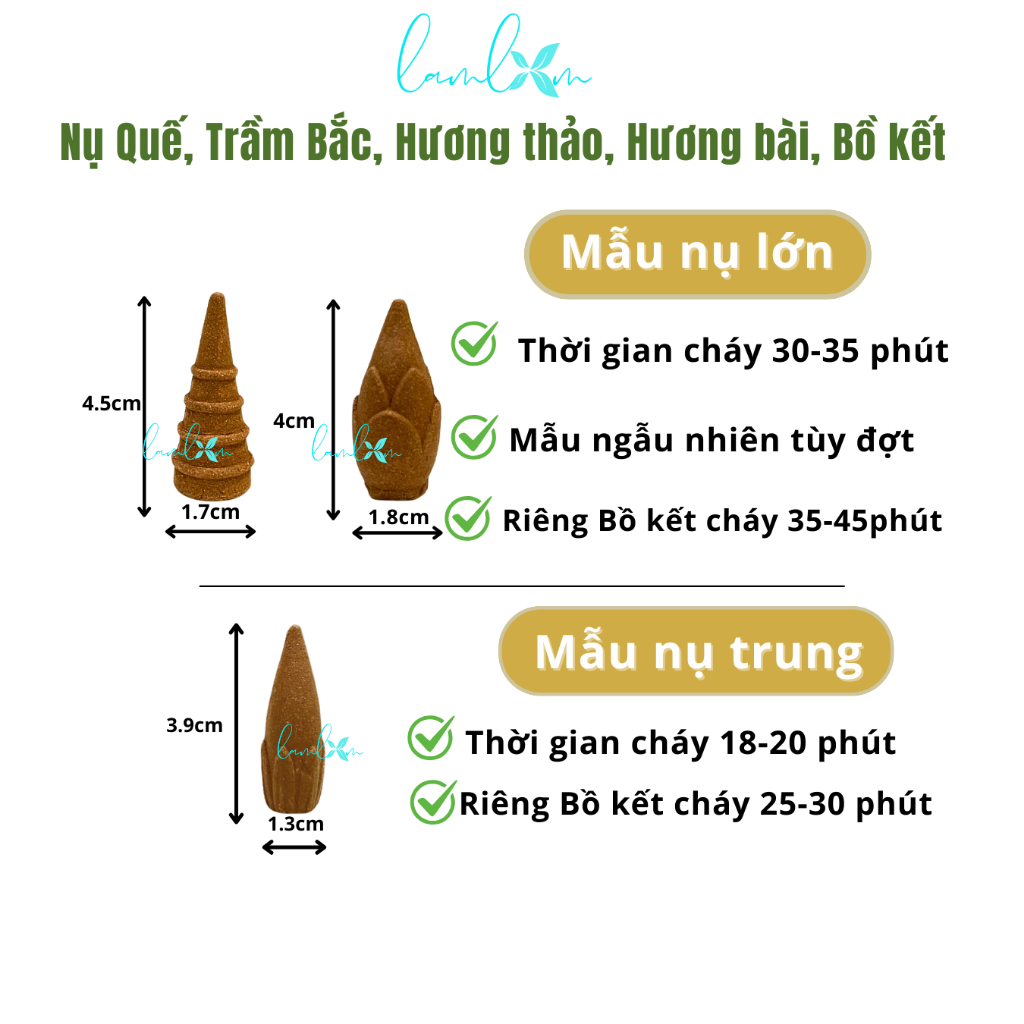 Nụ Bồ Kết Lam Lam nhang nụ xông nhà tẩy uế thanh lọc không khí thành phần tự nhiên