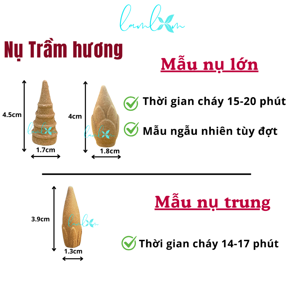 Trầm nụ xông nhà Lam Lam nụ nụ trầm khói ngược cao cấp từ thảo mộc tự nhiên