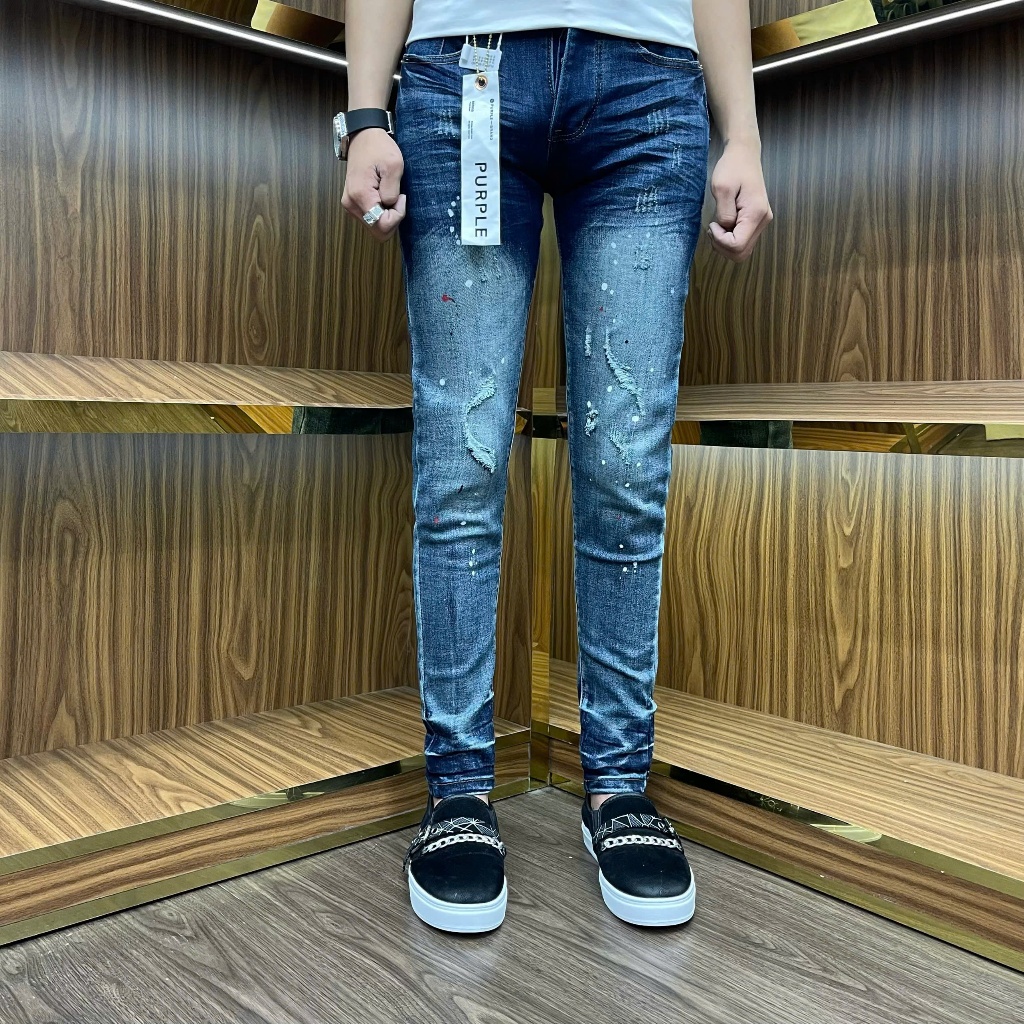 quần Jeans nam xanh pơ pồ xanh màu bụi bản 4 cúc tang lụa