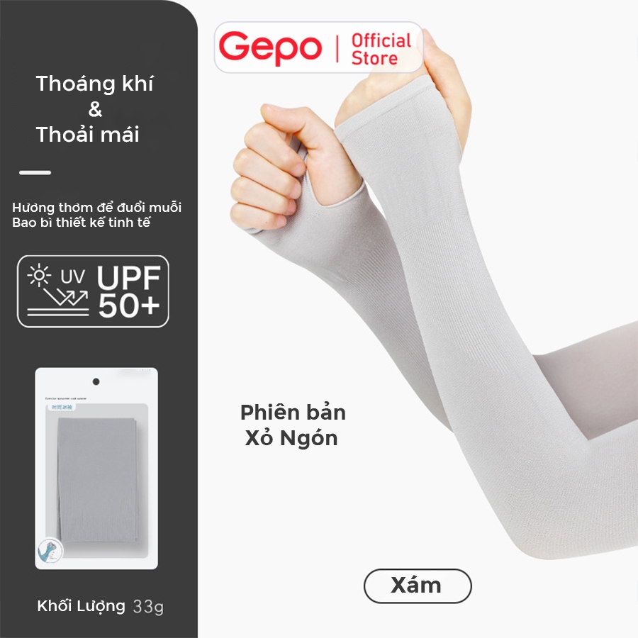 Ảnh Găng tay chống nắng nam nữ xỏ ngón chống tia UV chất liệu thoáng mát thấm hút mồ hôi Gepo 2