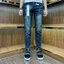 Quần Jeans nam xanh pơ pồ vàng kẻ ngang bốn cúc tang lụa