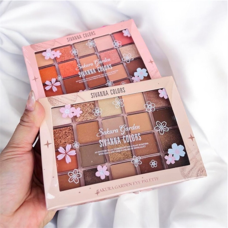 Bảng mắt Sivanna 20 ô HF1012 Sakura Garden. Chất phấn sáp, màu sắc thời trang.