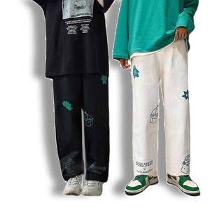 Quần nỉ ống xuông in chữ WHALE ⚡️ Giá Sập Sàn ⚡️ quan dài nam nữ Unisex form rộng dáng Hàn