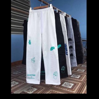 Quần nỉ ống xuông in chữ WHALE ⚡️ Giá Sập Sàn ⚡️ quan dài nam nữ Unisex form rộng dáng Hàn