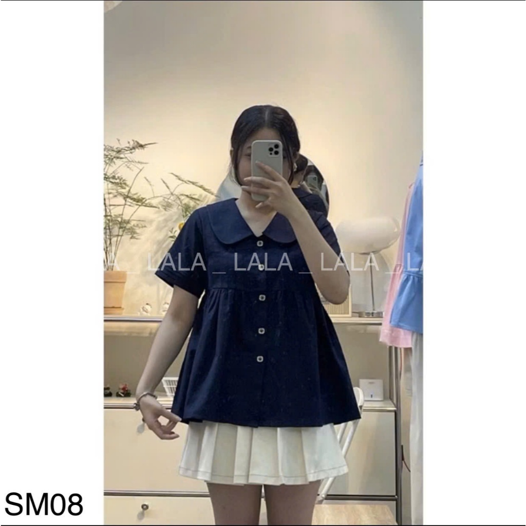 Sơ mi cổ sen dáng babydoll đơn giản dễ mặc LALASTORE SM08