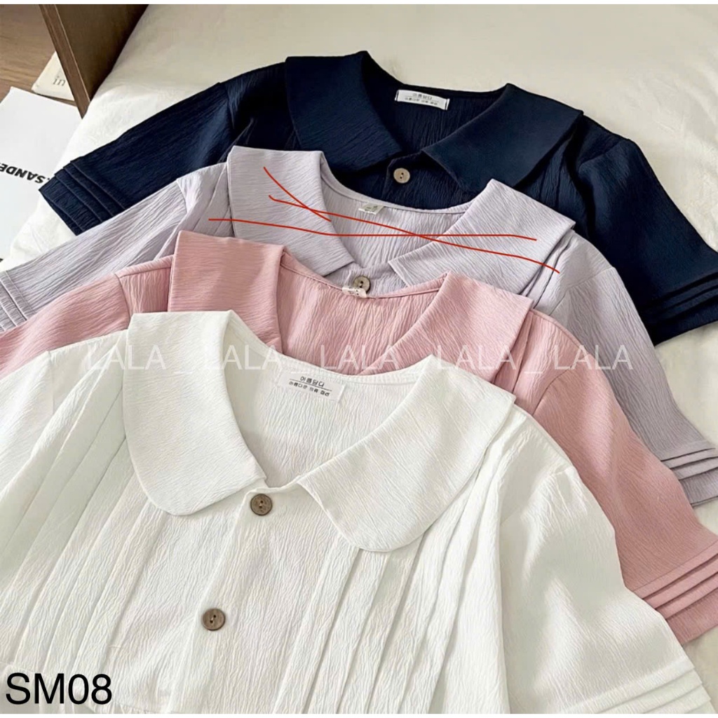 Sơ mi cổ sen dáng babydoll đơn giản dễ mặc LALASTORE SM08