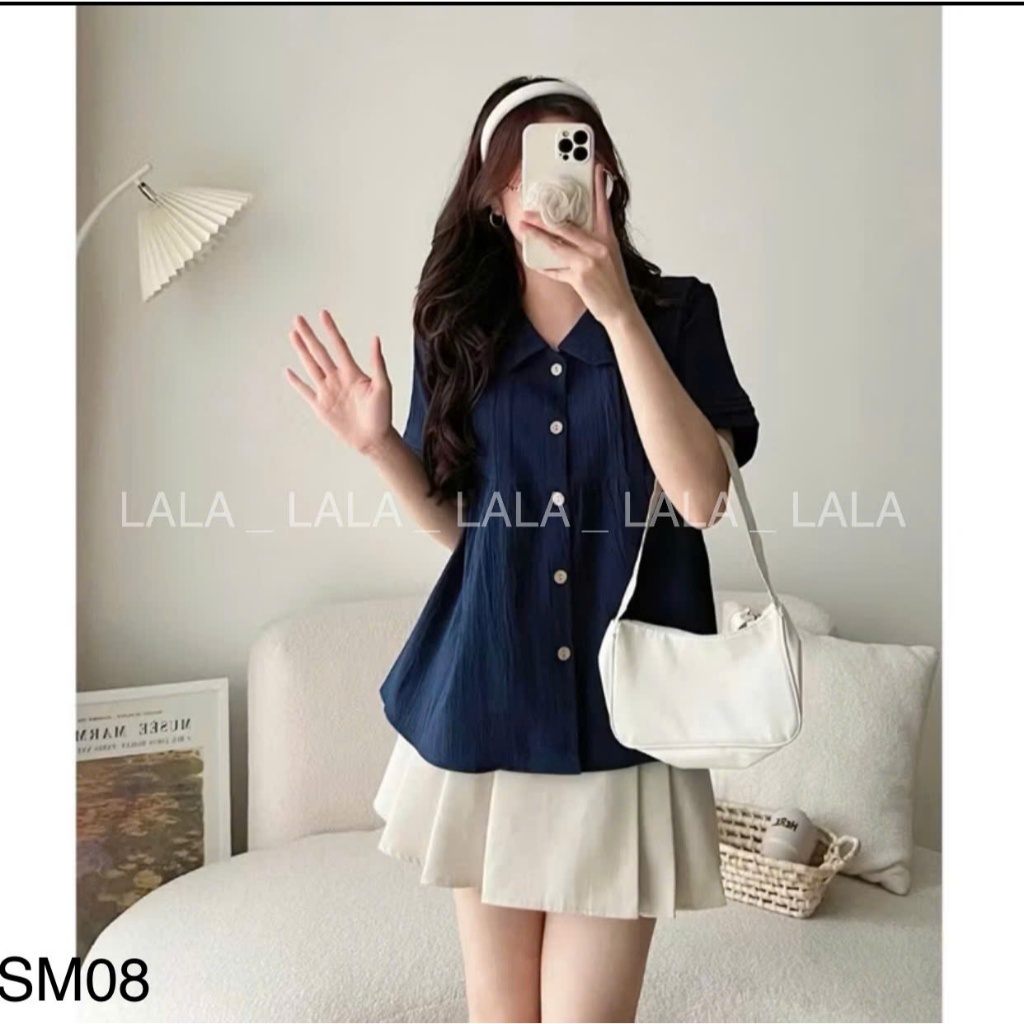 Sơ mi cổ sen dáng babydoll đơn giản dễ mặc LALASTORE SM08