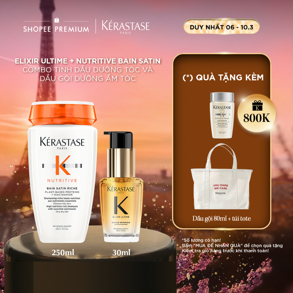 Combo Tinh dầu dưỡng tóc Elixir Ultime 30ml-Dầu gội dưỡng ẩm, cung cấp ...