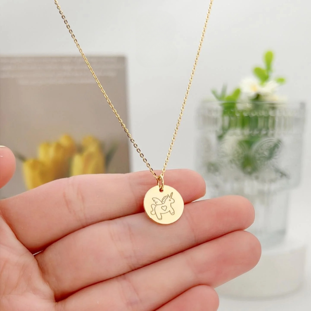 Ảnh Dây chuyền đôi khắc tên cho nam nữ vàng trắng 18k sợi mảnh nhỏ Gix Jewel 1