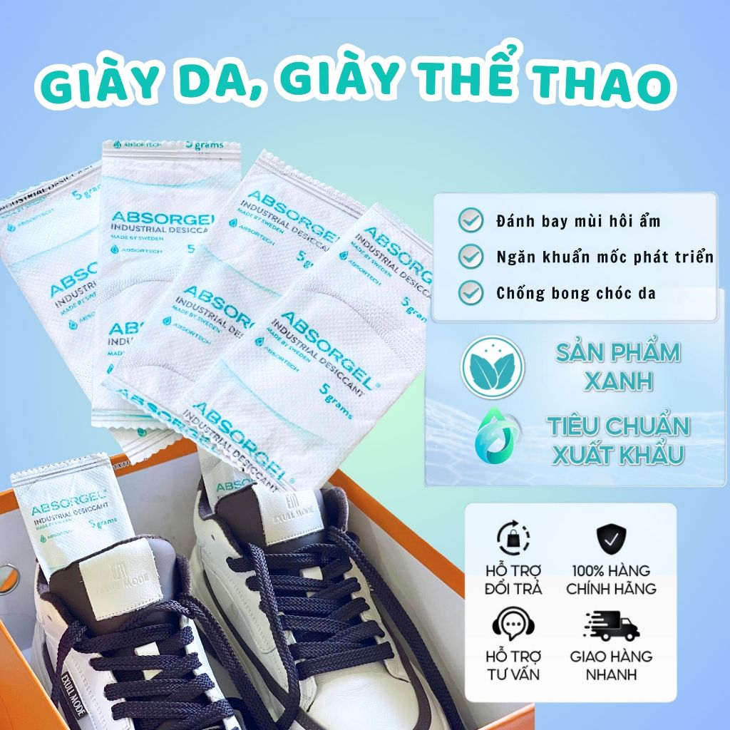 Gói Hút Ẩm Giày Absorgel ngăn ẩm mốc đánh bay mùi hôi phong thấp xử lý nhiễm ẩm nặng 48h