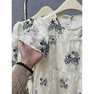 Váy bầu - CỘC TAY  HOA XÁM XÙ - 2 lớp MẶC XINH SANG