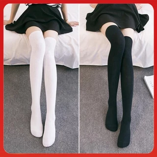 Tất đùi nữ cao cổ, vớ dài qua gối phong cách Hàn Quốc loại dày dặn 83% cotton giữ ấm chân, chống nắng 4 mùa