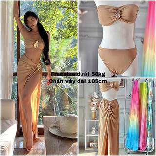 Set Bikini khoen 3 món nâu tây siêu sang chảnh phù hợp dưới 58kg phù hợp đi biển, du lịch