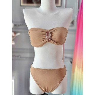 Set Bikini khoen 3 món nâu tây siêu sang chảnh phù hợp dưới 58kg phù hợp đi biển, du lịch