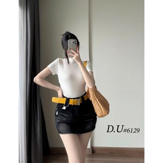 Chân Váy Jean Ngắn Thêu Ngựa Có Lót Lưng Cạp Cao Trơn Basic Kèm Belt QCCC Cao Cấp