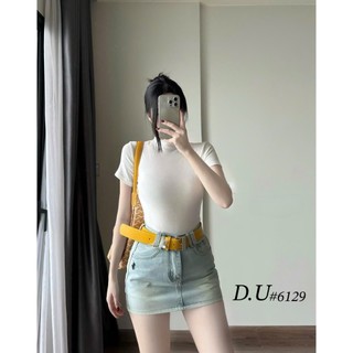 Chân Váy Jean Ngắn Thêu Ngựa Có Lót Lưng Cạp Cao Trơn Basic Kèm Belt QCCC Cao Cấp