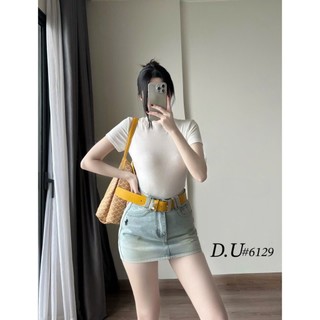 Chân Váy Jean Ngắn Thêu Ngựa Có Lót Lưng Cạp Cao Trơn Basic Kèm Belt QCCC Cao Cấp