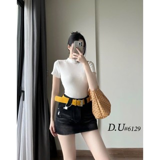 Chân Váy Jean Ngắn Thêu Ngựa Có Lót Lưng Cạp Cao Trơn Basic Kèm Belt QCCC Cao Cấp