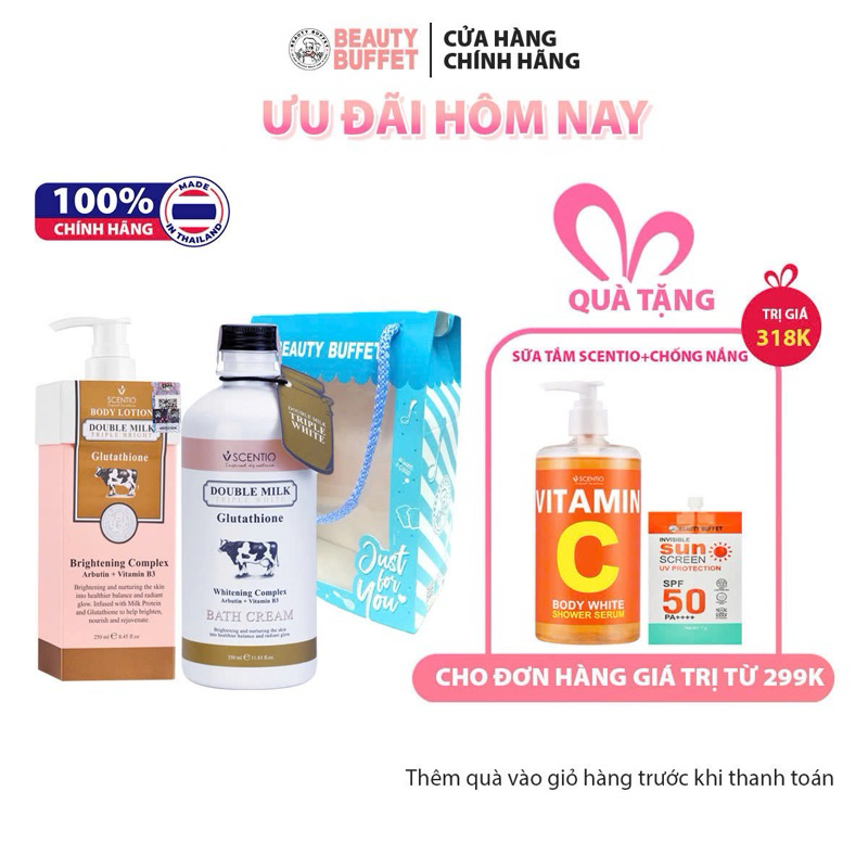 Ảnh Combo Sữa tắm 350ml và Dưỡng thể trắng da 250ml Scentio Double Milk Triple White 1