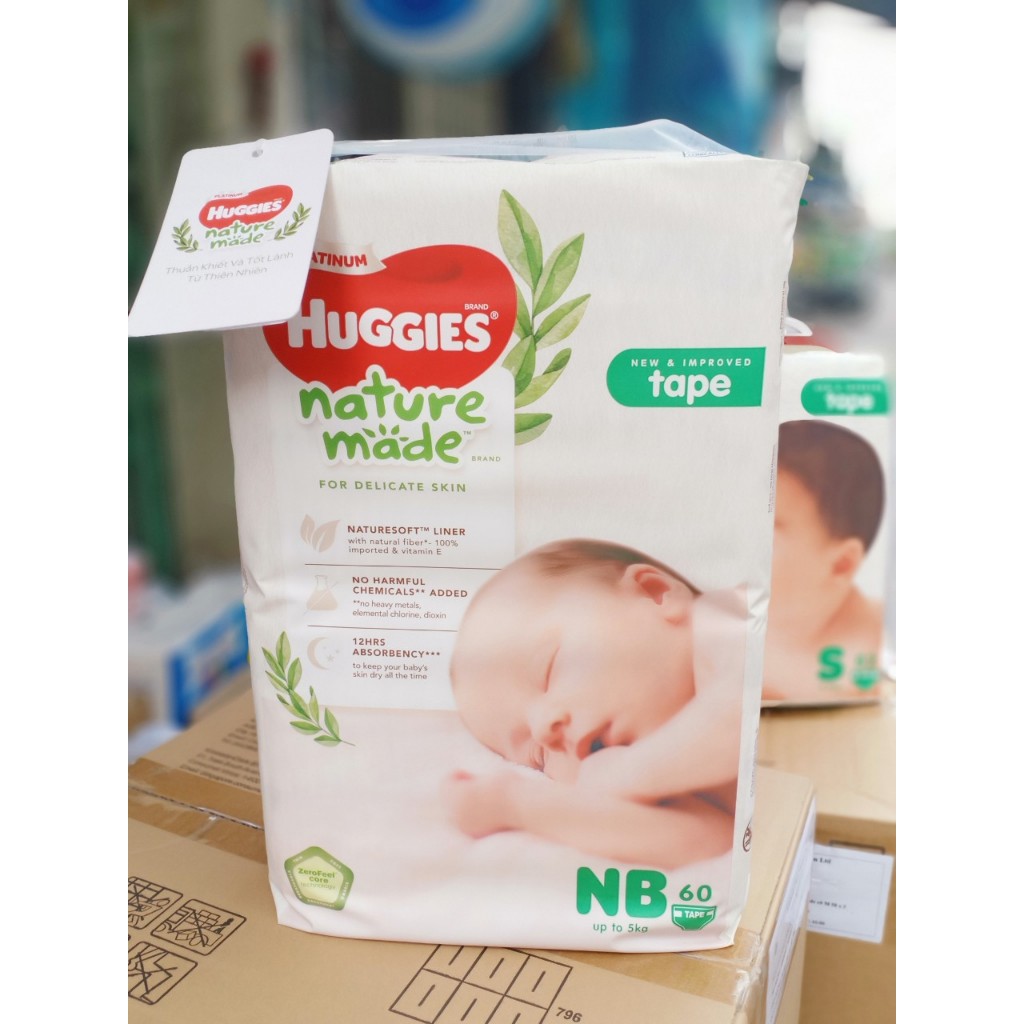 Tã Dán Huggies Newborn NB70+6 và NB60 miếng dành cho bé mới lọt lòng ...