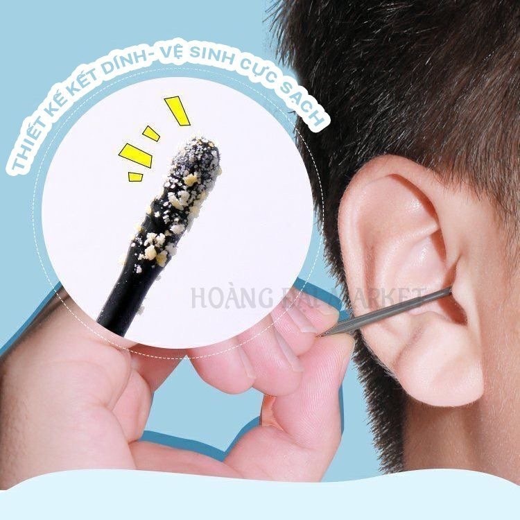 [RẺ NHẤT]- 10 VỈ Tăm Lấy Ráy Tai Tự Dính Dạng Xoắn Ốc Màu Đen Dùng 1 Lần Tiện Dụng (Tăm Ráy Tai Đen)