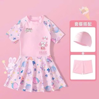BK20 Đồ bơi bé gái  dáng liền thân váy có quần bảo hộ hoạ tiết kuromi,cinamoroll, đồ tắm, đồ đi biển cho bé size 12-50kg