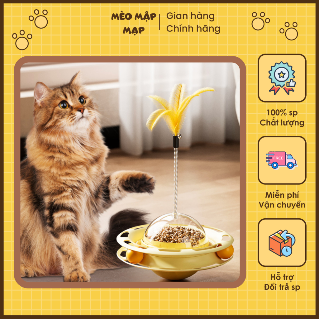Đồ chơi tương tác Thú cưng, Bàn xoay Mèo 4 tầng ,Tháp thú cưng, Đồ chơi ...