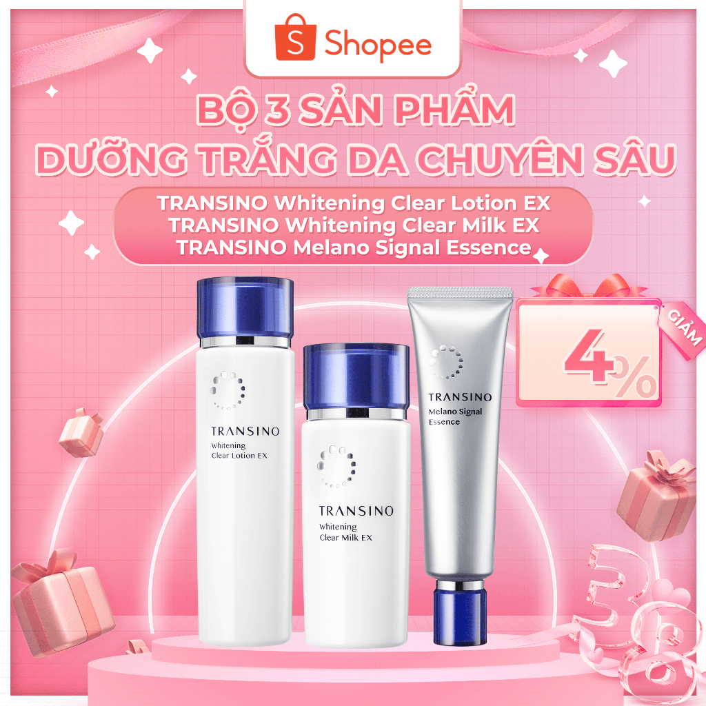 Ảnh Bộ 3 Sản Phẩm Dưỡng Trắng Da Chuyên Sâu TRANSINO Clear Lotion EX - Melano Essence 30 - Clear Milk 1