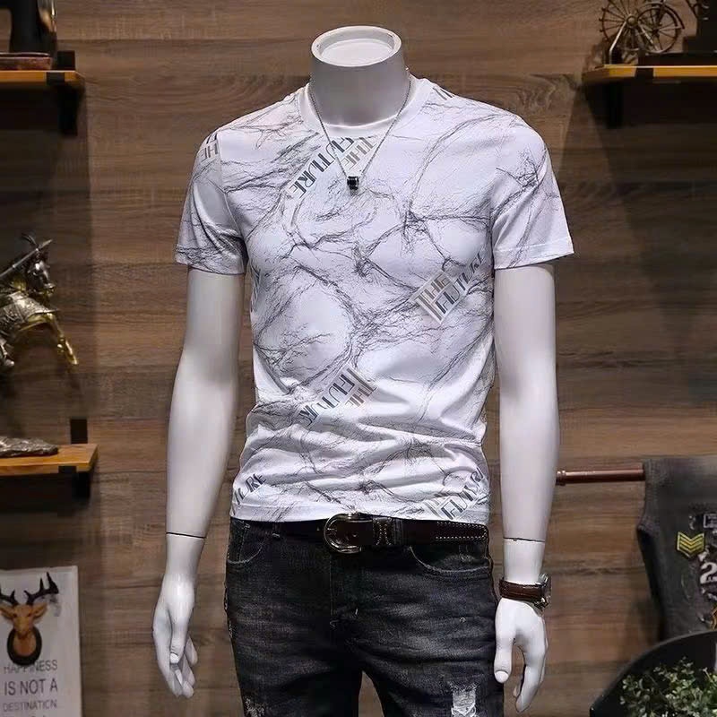 Áo thun nam cổ tròn tay ngắn in họa tiết THE cực đẹp,chất vải cotton co giãn thoáng mát trẻ trung năng động Menswear Top