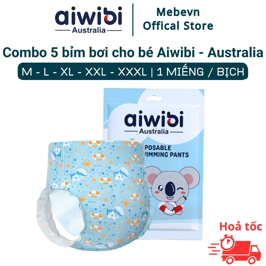 Combo 5 bỉm bơi cho bé Aiwibi của Australia, bỉm đi bơi cho bé cao cấp ...