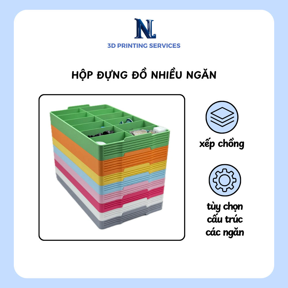 Hộp đựng linh kiện điện tử nhiều ngăn - Hộp bảo quản đa năng nhiều tầng  | NL3D