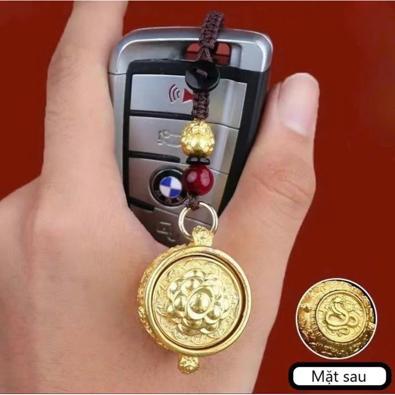 Móc Khoá Hình Tụ Bảo Xoay Khắc 12 Con Giáp, Treo Chìa Khoá, Ô Tô, Chất Liệu Đồng Thau, Màu Vàng Đồng
