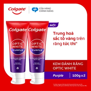 Bộ 2 Kem Đánh Răng Colgate trắng răng Optic White Purple 100g