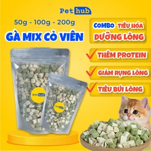 Viên Gà Sấy + Viên Cỏ Mèo, Viên Rau Xanh, Thịt sấy Cho Mèo Pet Hub