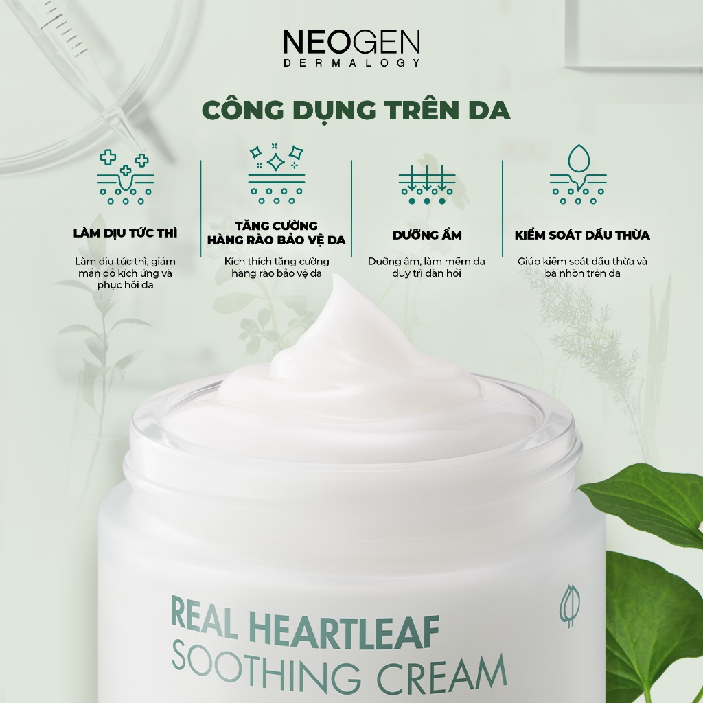 Ảnh Kem Dưỡng Làm Dịu, Phục Hồi Cho Da Nhạy Cảm Neogen Dermalogy Real Heartleaf Soothing Cream 80g 2